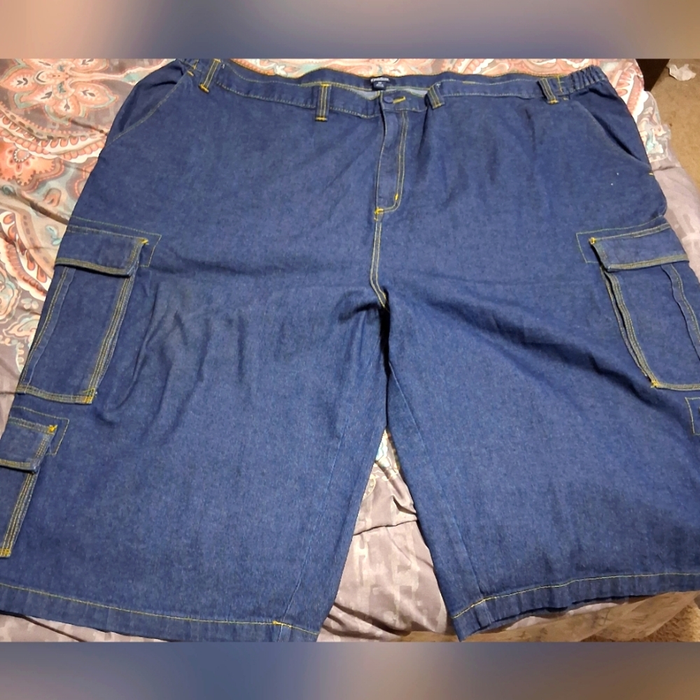 Men's Blue Denim Cargo Shorts Big & Tall Size 60 Waist King Size